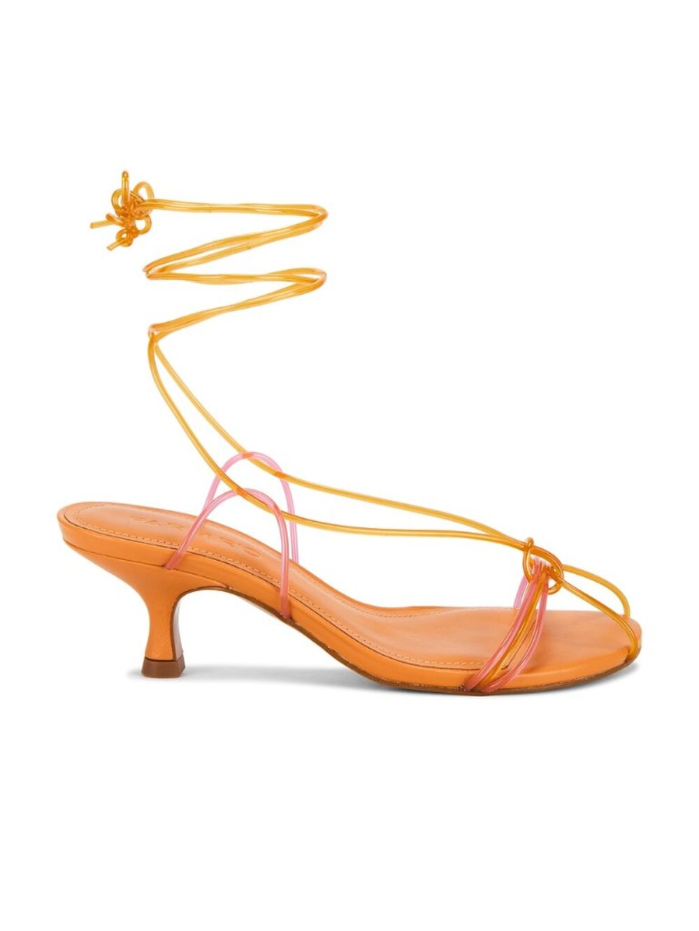FARM Rio Spaghetti Jelly Kitten Heel in Squash & Hot Pink kitten heel ankle wrap